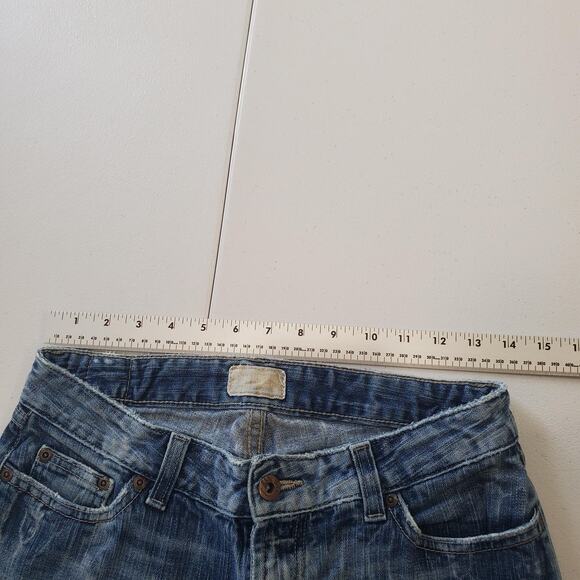 BKE Stella Jeans Womens 29 Blue Bootcut Denim Frayed Hem Embroidered Pockets - Picture 8 of 12